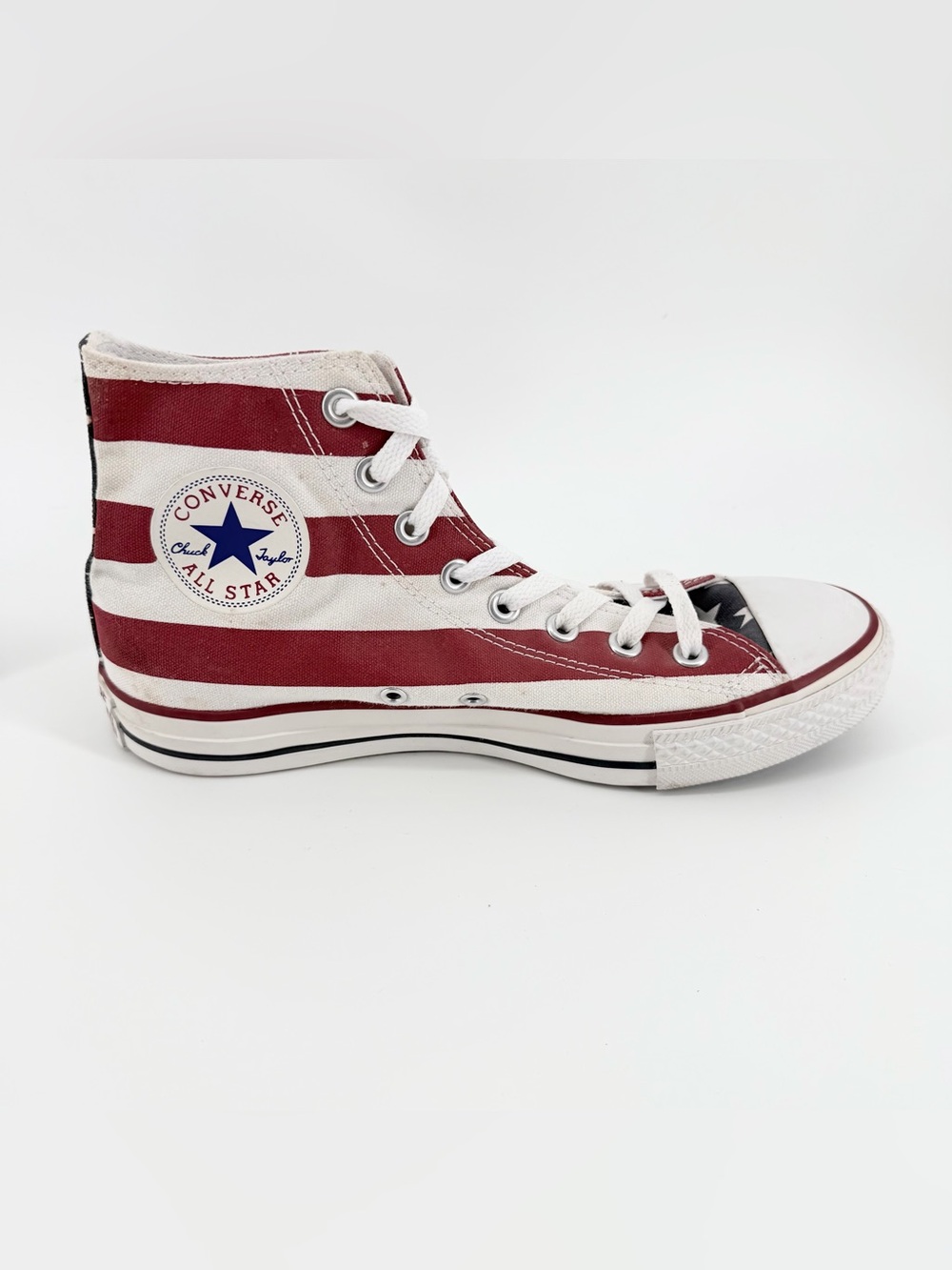 Converse Size 7 Men 9 Women Chuck Taylor Stars & Bars American Flag High Top VTG - Picture 9 of 13